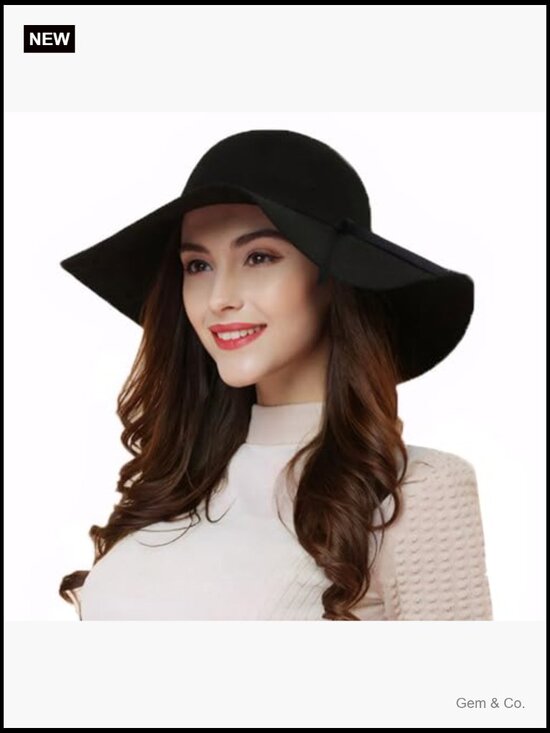 100% Wool Foldable Wide Brim Fedora Felt Bowler Hat One Size main image 5